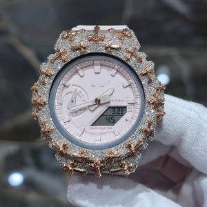 Women's Luxury Analog-Digital <b>Watch</b> With Rhinestone Case And Silicone Band 43mm Round Quartz Movement Water Resistant 20BAR - Product Image 1