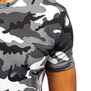 Camiseta de Manga Corta con Estampado de Camuflaje para Hombre, Corte Ajustado, Cuello Redondo, Ropa Casual, Tejido Jersey Transpirable - Product Image 3