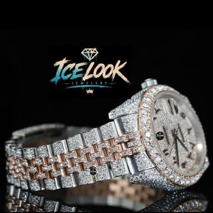 Reloj Mecánico de Acero Inoxidable con Aspecto de Hielo Luminoso, Esfera Redonda, Correa de 20 mm, Bisel de Cristal, Aspecto de Diamante, Elegante Reloj de Pulsera para Mujer - Product Image 2