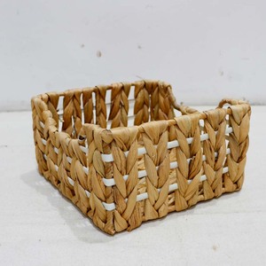 Water Hyacinth Woven Rustic Eco-Friendly <b>Square</b> Storage <b>Basket</b> for Kitchen Home Decor - Product Image 2