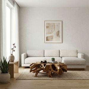 Juego de Sofás en Forma de L Aruna, Estilo Escandinavo Moderno, Estructura de Madera de Teca Sólida, Chaise Longue Espaciosa de Alta Calidad, Muebles para el Hogar de Tela - Product Image 2