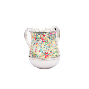 Vaso de Lavado de Acero Inoxidable Grabado con Diseño Geométrico Premium, Recipiente Tradicional de Limpieza con Doble Asa - Product Image 3