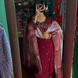 Élégant Ensemble Salwar Brodé Paillettes Micro Coton Séchage Rapide Nouvelle Collection Ethnique Tenue de Fête Coordonnée Bas Coordonné Stylé Anthracite - Product Image 1