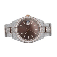 Montre mécanique en or blanc certifiée VVS1 Moissanite personnalisable, style hip-hop, automatique, unisexe, pour homme