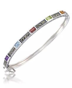 Brazalete multicolor de piedras y marcasita en plata de ley | Macy's - Product Image 1