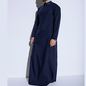 Vente en gros de Jubbah élégantes en coton à manches longues pour hommes et garçons, avec broderie à pompons personnalisée, coupe ample et longue, style Jubba Thobes - Product Image 3
