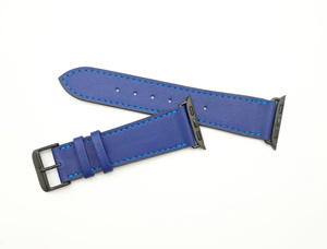 Correa de Cuero Nappa Italiano Suave Hecha a Mano de Alta Calidad para Apple Watch Iwatch, Color Azul Marino - Product Image 2