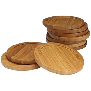 Ensemble de sous-verres en résine de bois d'acacia, ronds, épaisseur 5 mm, réutilisables, antidérapants, design moderne, 4 pièces, diamètre 300 mm - Product Image 4
