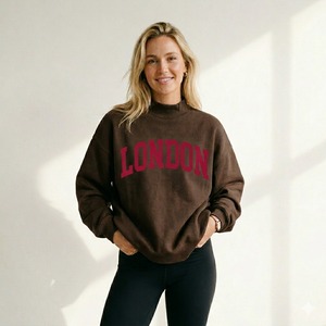 Sweat-shirt réversible en coton à col rond avec logo personnalisé imprimé, style universitaire, surdimensionné, pour femme, idéal pour le Pilates et le yoga - Product Image 1