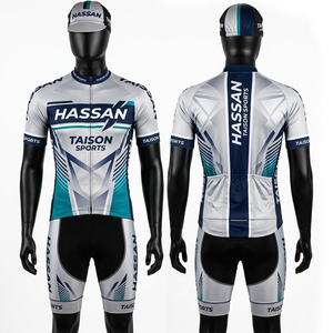 Tenue de cyclisme pour hommes, 180 GSM, polyester et élasthanne, respirante, design à panneaux dégradés bleus, impression par sublimation, logo personnalisé, ensemble - Product Image 6