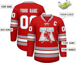 ชุดฮอกกี้น้ำแข็ง ผ้าคอตตอน/ใยไผ่ ซับลิเมชั่น พิมพ์ลาย สำหรับผู้ชาย แขนยาว ระบายเหงื่อได้ดี ลายทาง ชื่อผู้เล่นด้านหน้า - Product Image 4