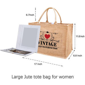 Bolsa de Yute Laminada Sostenible con Asas de Algodón para Supermercado y Mercado - Product Image 5