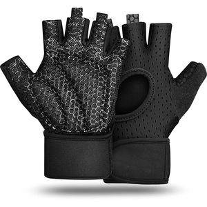Silicone Printed Half Finger Workout Gloves Gym Weightlifting Bodybuilding Training Sports - Product Image 1