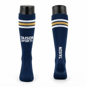 Chaussettes de hockey sur gazon haut de gamme en laine et élasthanne 220 GSM, bleu marine, blanc, or, avec logo jacquard personnalisé, pour tenue d'équipe athlétique, respirantes - Product Image 1