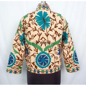 Handmade Embroidered Cotrise <b>Jacket</b> for Women <b>Collar</b> Full Sleeves Quick Dry Breathable Cotton Lining - Product Image 5