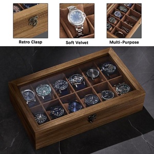 AHTE MANUEXPO UR-065 10 Slot Wood Watch Box Holder Organizer Large Glass Lid Watch <b>Display</b> <b>Case</b> Removable Pillows Jewelry - Product Image 3