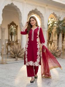 Ensemble élégant de salwar kameez brodé pour femmes, tenue kurta et pantalon avec dupatta pour mariage, fête ou festival - Product Image 2