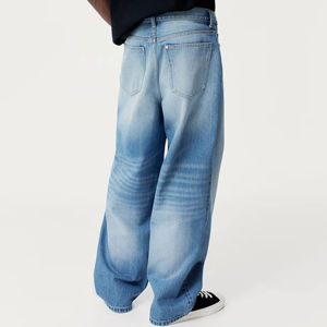 Fabricante OEM de Pantalones Vaqueros Anchos de Mezclilla Lavada para Hombre de Alta Calidad Personalizables, Diseño Personalizado de Jeans de Pierna Ancha para Hombre Estilo Urbano - Product Image 3