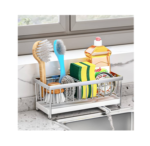Elegant Wall mounted Stainless Steel Sponge Holder For kitchen Cleaning Soap <b>Bottle</b> Dishcloth & <b>Brushes</b> Storage Rack - Product Image 5