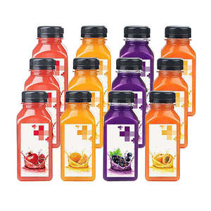 Bouteille en plastique PET carrée de 250 ml (8 oz) sérigraphiée avec couvercle inviolable pour jus, smoothies et boissons - Product Image 1