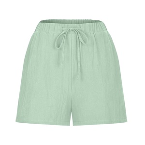 Shorts de sport d'été personnalisés pour femmes, taille haute élastique, coupe ajustée, 100% coton toile, pour la gym, l'entraînement et la course à pied - Product Image 5