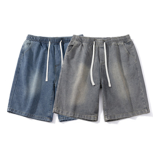 Shorts en jean décontractés pour hommes, coupe ample et large, style urbain streetwear, délavage vintage, taille mi-haute, tissu respirant - Product Image 3
