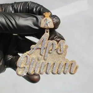 Colgante con nombre personalizado VVS1 Moissanite, estilo hip hop, con letras personalizadas, collar con nombre brillante para hombres y mujeres, regalo de joyería. - Product Image 6