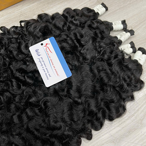 Extensions de cheveux humains bouclés bruts birmans en vrac, très demandées, pour tressage, double épaisseur, texture naturelle douce et rebondissante, sans perte de cheveux - Product Image 4