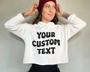 Sudadera Corta Personalizada ODM 2026 con Texto Personalizado y Opción de Logotipo Frontal, Sudadera Corta 100% Algodón - Product Image 2