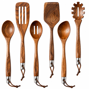 Juego de Utensilios de Cocina de Madera de Primera Calidad, 6 Piezas, Cucharas y Espátulas de Madera Natural Ecológicas para Utensilios de Cocina Antiadherentes, Resistentes al Calor - Product Image 3
