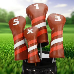 Housses de tête de club de golf en cuir imperméables, nouvelle collection 2026, légères, pour bois de fairway et hybrides, ensemble de housses de couleur unie - Product Image 5