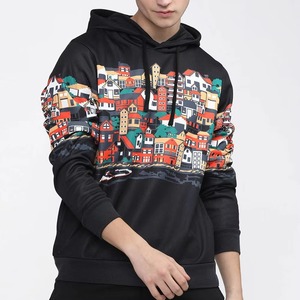 เสื้อสเวตเชิ้ตมีฮู้ดสำหรับผู้ชายพิมพ์ลายเมืองสีสันสดใสทรงปกติโพลีเอสเตอร์สวมใส่สบายๆในฤดูใบไม้ร่วง - Product Image 1