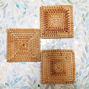 Rattan Coaster <b>Placemat</b> With Holder Dining Insulated Woven Basket BOHO Rattan Coaster Top Price - Product Image 6