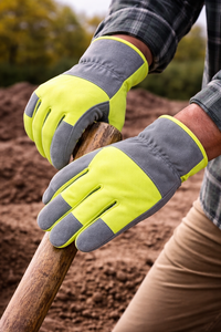 Guantes de Trabajo de Cuero de Alta Visibilidad con Agarre Mejorado para Trabajos al Aire Libre y Tareas Pesadas, Rendimiento Profesional en el Campo - Product Image 3