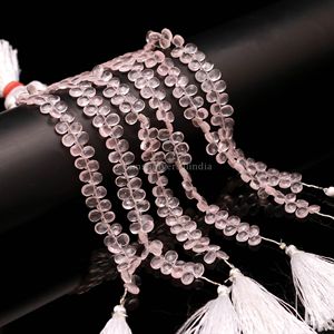 ลูกปัดโรสควอตซ์ทรงหยดน้ำเจียระไน ขนาด 5 มม. 7 มม. ลูกปัดโรสควอตซ์ทรงบริโอเล็ต สำหรับทำเครื่องประดับ ความยาว 6 นิ้ว ขายส่งราคาถูก - Product Image 4
