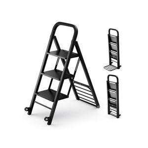 Carrello e Scala 2-in-1 Robusto con Ruote in Gomma, Capacità 300kg per Magazzino, Garage, Casa - Product Image 1
