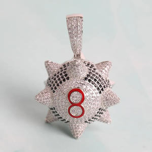 Mens Hip Hop Football 8 Pendant Necklace <b>Iced</b> <b>Out</b> Sports Number Charm Bling <b>Chain</b> Streetwear Fashion Jewelry Accessories Gift - Product Image 2