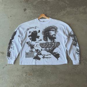 Camiseta de Alta Calidad 100% Algodón, Estilo Waffle, Corte Cuadrado, Impresión DTG, Streetwear para Hombre, Personalizada, Talla Grande, Térmica, Manga Larga - Product Image 2