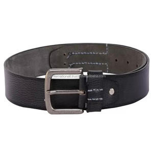 Ceinture en cuir de vachette pour hommes avec coutures blanches et boucle résistante Boucle à aiguille à anneau unique en cuir décontracté - Product Image 1