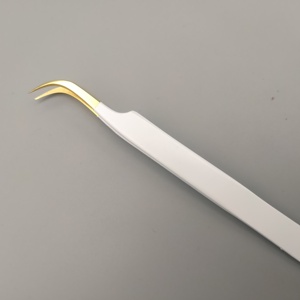 Ensemble de pinces professionnelles OEM pour extensions de cils en acier inoxydable à pointe lisse, incluant des outils courbes et droits pour le volume et l'isolation - Product Image 2