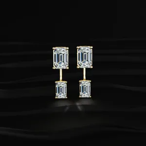 3CT Double <b>Emerald</b> Shape Solitaire Diamond <b>Stud</b> <b>Earrings</b> Elegant Diamond <b>Earrings</b> with VVS-VS Clarity IGI Certified for Women's - Product Image 1