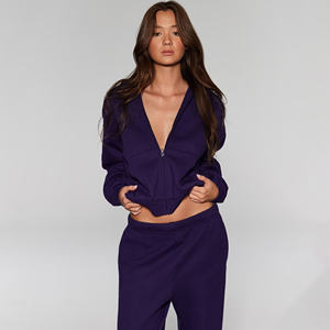 เสื้อฮู้ดและสเวตเตอร์ของผู้หญิงปกติผ้าฝ้ายขนแกะมีซิปหน้าสำหรับฤดูหนาว100% คุณภาพพรีเมี่ยม - Product Image 5