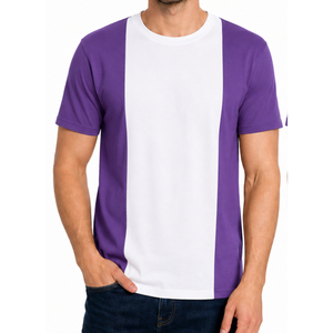 T-shirt à manches courtes pour homme, rayé violet et blanc, col rond, coupe classique, design uni, parmi les plus vendus - Product Image 2