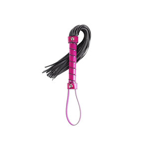 Leather Whip With <b>Red</b> And Black Braided Strips And Handle Loop - Product Image 3