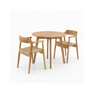 Ensemble de salle à manger en teck artisanal de luxe ARTERRA, table ronde moderne et chaises pour restaurant, maison, villa, appartement - Product Image 2