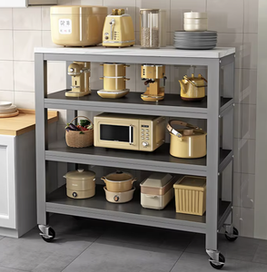 Estante de Almacenamiento de Cocina Moderno de Varias Capas OEM/ODM, Cesta Ajustable de Metal para Frutas y Verduras, Organizador de Pie, Gris Blanco - Product Image 3