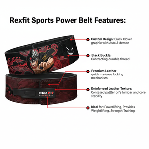 Cinturón de Levantamiento de Pesas Rexfit Sport Premium para Peso Muerto y Sentadillas, Soporte Lumbar de Cuero, Cinturón de Entrenamiento para Gimnasio - Product Image 5