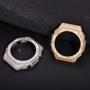 Boîtier de montre de luxe personnalisé en moissanite et diamant, pavé intégral, laiton plaqué or, argent VVS, accessoires de bijouterie - Product Image 2