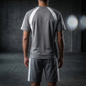Conjunto de Camisa y Pantalones Casuales para Hombre, Precio al por Mayor, 100% Poliéster, Transpirable, Tejido, Traje Deportivo de Verano, Pantalones Cortos con Estampado Ecológico - Product Image 3