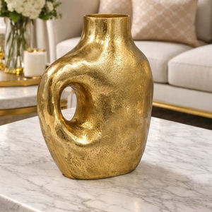 Jarrón de Mesa Escultural Abstracto Moderno de Aluminio, Florero Decorativo para Hogar, Oficina y Sala de Estar - Product Image 1